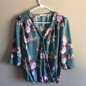 Stitch Fix Honey Punch Floral Wrap Blouse Medium